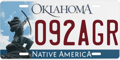 OK license plate 092AGR