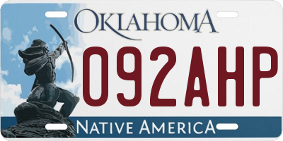 OK license plate 092AHP