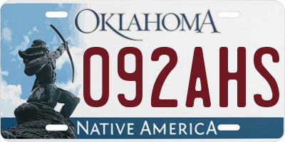 OK license plate 092AHS