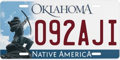 OK license plate 092AJI