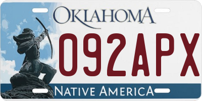 OK license plate 092APX