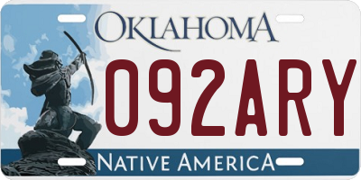 OK license plate 092ARY