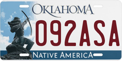 OK license plate 092ASA