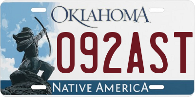 OK license plate 092AST
