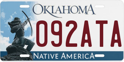 OK license plate 092ATA