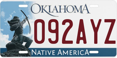 OK license plate 092AYZ