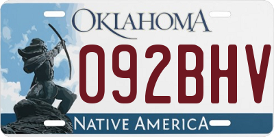 OK license plate 092BHV