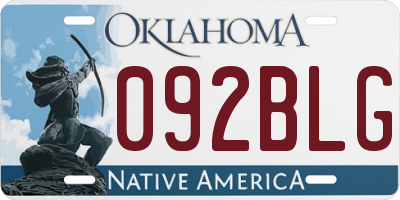 OK license plate 092BLG