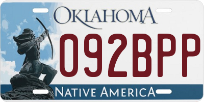 OK license plate 092BPP