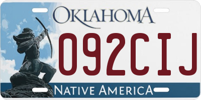 OK license plate 092CIJ