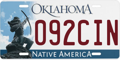 OK license plate 092CIN