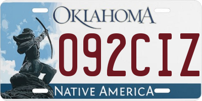 OK license plate 092CIZ
