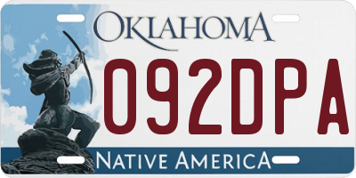 OK license plate 092DPA