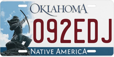 OK license plate 092EDJ