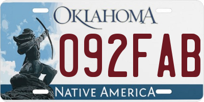 OK license plate 092FAB