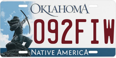 OK license plate 092FIW