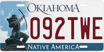 OK license plate 092TWE