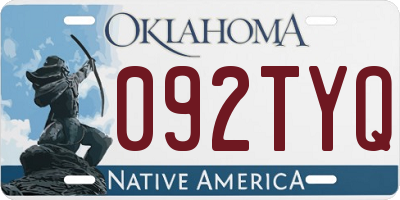 OK license plate 092TYQ