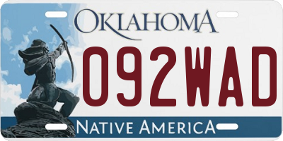OK license plate 092WAD