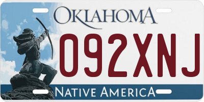 OK license plate 092XNJ