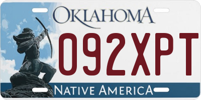 OK license plate 092XPT