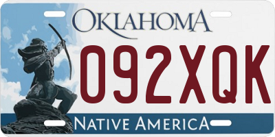 OK license plate 092XQK