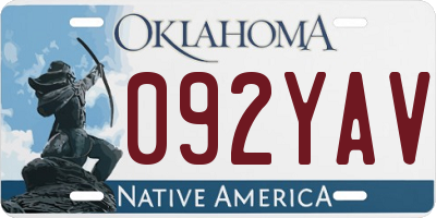 OK license plate 092YAV