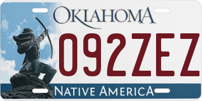 OK license plate 092ZEZ
