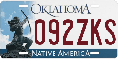 OK license plate 092ZKS