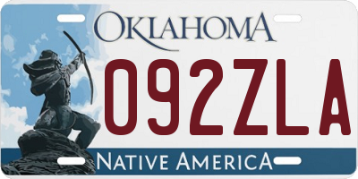 OK license plate 092ZLA