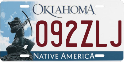OK license plate 092ZLJ