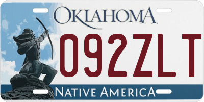 OK license plate 092ZLT