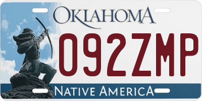 OK license plate 092ZMP