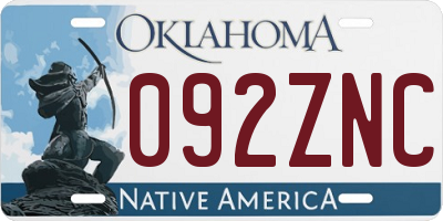 OK license plate 092ZNC