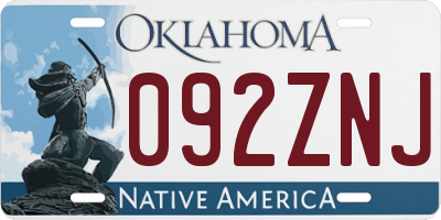 OK license plate 092ZNJ