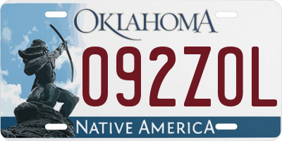 OK license plate 092ZOL