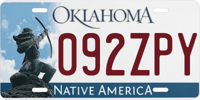 OK license plate 092ZPY