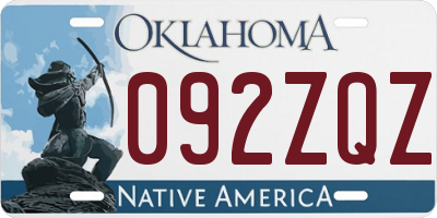 OK license plate 092ZQZ