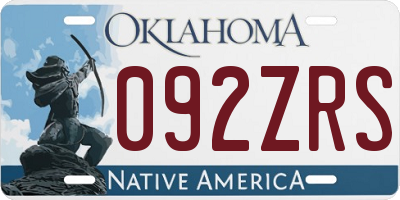 OK license plate 092ZRS