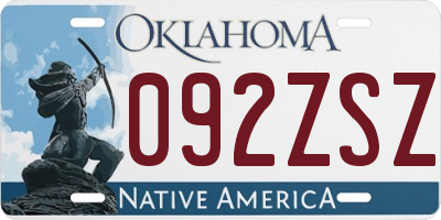 OK license plate 092ZSZ