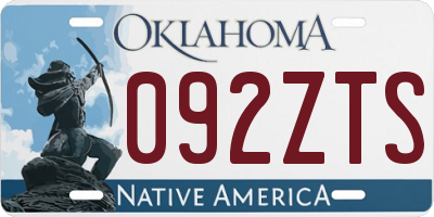 OK license plate 092ZTS