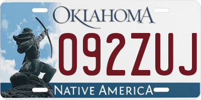 OK license plate 092ZUJ