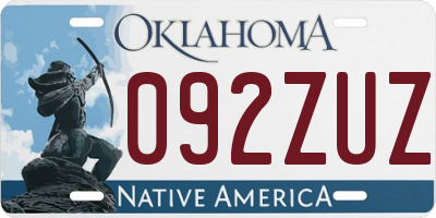 OK license plate 092ZUZ