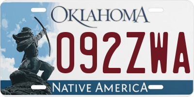OK license plate 092ZWA