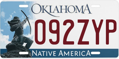 OK license plate 092ZYP