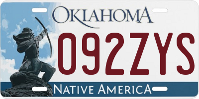 OK license plate 092ZYS