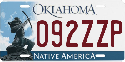 OK license plate 092ZZP