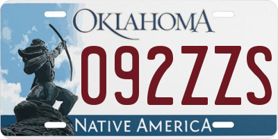 OK license plate 092ZZS