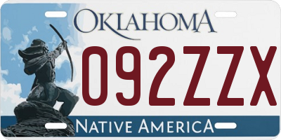 OK license plate 092ZZX