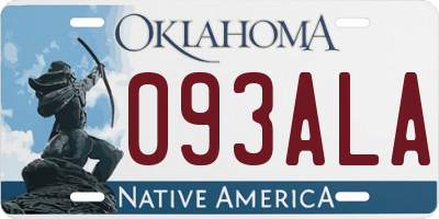 OK license plate 093ALA